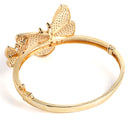 Gold Plated with White American Diamond Studded Butterfly Kada Bracelet