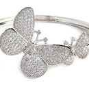 Rhodium-Plated Silver Toned White American Diamond Studded Kada Bracelet