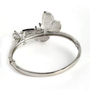 Rhodium-Plated Silver Toned White American Diamond Studded Kada Bracelet