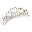 Rhodium Plated Silver-Toned Heart White Pearl Studded Embellished Comb Pin