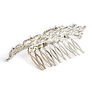 Rhodium Plated Silver-Toned Heart White Pearl Studded Embellished Comb Pin