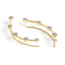Gold Plated White Cubic Zirconia Studded Ear Cuffs