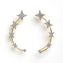Gold-Plated Star Shaped White American Diamond Studded Ear Cuff