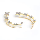 Gold-Plated Star Shaped White American Diamond Studded Ear Cuff