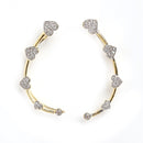 Gold-Plated Heart Shaped White American Diamond Studded Ear Cuffs