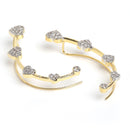 Gold-Plated Heart Shaped White American Diamond Studded Ear Cuffs