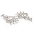 Stylish Rhodium Plated White AD Bead Drops Modern Elegance Maang Tikka & Earring