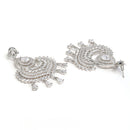 Rhodium Plated White ADStudded Bead Drops Modern Elegance Maang Tikka & Earring