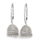 Rhodium-Plated with Silver-Tone Dome Shaped American Diamond Jhumkas Earrings
