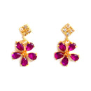 Floral Shaped Gold-Plated Pink American Diamond Studded Necklace Set with Earrings