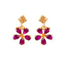 Floral Shaped Gold-Plated Pink American Diamond Studded Necklace Set with Earrings