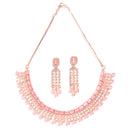 Rose Gold-Plated Pink & White AD-Studded Contemporary Jewellery Set
