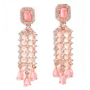 Rose Gold-Plated Pink & White AD-Studded Contemporary Jewellery Set