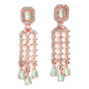 Green American Diamond Gold-Plated with Rose-Tone Stone Studded Necklace Set