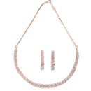 Rose-Tone with Gold-Plated White American Diamond Studded Jewellery Set