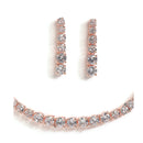 Rose-Tone with Gold-Plated White American Diamond Studded Jewellery Set