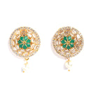 Green Multistrand Choker Gold-Plated Studded with American Diamond Jewellery Set