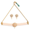 Multi-String White Pearl Studded Choker Jewelry Set