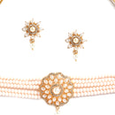 Multi-String White Pearl Studded Choker Jewelry Set