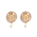 Multistrand Gold-Plated Lime Green & White American Diamond Stone Studded & Beaded Jewellery Set