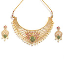 Peacock Design Choker Handcrafted with Gold-Plated Red American Diamond Studded Jewelry Set
