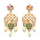 Peacock Design Choker Handcrafted with Gold-Plated Red American Diamond Studded Jewelry Set