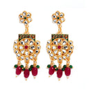 Meenakari White Red and Green Gold-Plated Meenakari & Kundan Studded Pearl Layered Jewellery Set