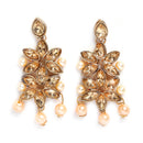 Flower Shaped Gold-Plated Champagne Kundan Studded & Pearl Beaded Multi-Stranded Jewellery Set