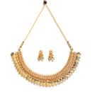Traditional Gold-Plated White Pearl Lakshmi Coin Necklace & Earring Jewellery Set