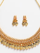 Traditional Gold-Plated White Pearl Lakshmi Coin Necklace & Earring Jewellery Set