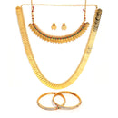 Gold-Plated Red & Green Temple Coin Jewellery Set with Bangles & Earrings