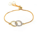 Gold-Plated & White AD-Studded & Beaded Oval Shaped Mangalsutra