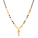 Gold-Plated Brass Black Artificial Beads Studded Floral Mangalsutra