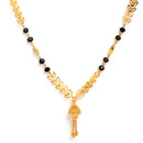 Gold-Plated Brass Black Artificial Beads Studded Floral Mangalsutra