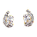 Gold Plated White American Diamond Studded Floral Design Pendant Combo Set With Adjustable Bracelet & Ring