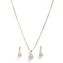 Gold-Plated White Cubic Zirconia Stone Studded Pendant Set With Chain & Earrings Combo
