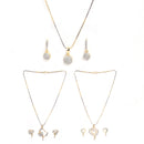 Gold-Plated White Cubic Zirconia Stone Studded Pendant Set With Chain & Earrings Combo