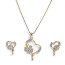 Gold-Plated White Cubic Zirconia Stone Studded Pendant Set With Chain & Earrings Combo