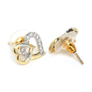 Heart Shaped Gold-Plated & White AD-Studded & Beaded Mangalsutra Set