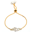 Heart Shaped Gold-Plated & White AD-Studded & Beaded Mangalsutra Set