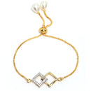 Square Shaped Gold-Plated & White AD-Studded & Beaded Mangalsutra Set