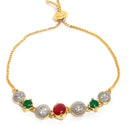 Red & Green Gold-Plated CZ Stone-Studded Jewellery Set Combo