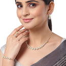 Gold-Plated & White CZ Stone-Studded Jewellery Set Combo