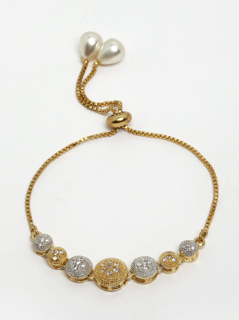 Gold-Plated & White CZ Stone-Studded Jewellery Set Combo