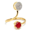 Gold-Plated Red & White CZ Stone-Studded Jewellery Set Combo