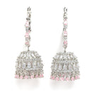 Rhodium-Plated with Silver-Tone & Pink American Diamond-Studded Jewellery Set Combo