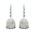 Rhodium-Plated with Silver-Tone Navy Blue & White American Diamond Stone-Studded Jewellery Set Combo
