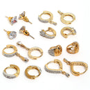 White Set Of 8 White Stone Studded Geometric Earrings