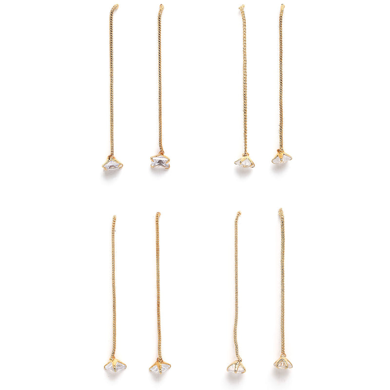 Set of 4 Gold-Plated White Contemporary Drop Earrings
