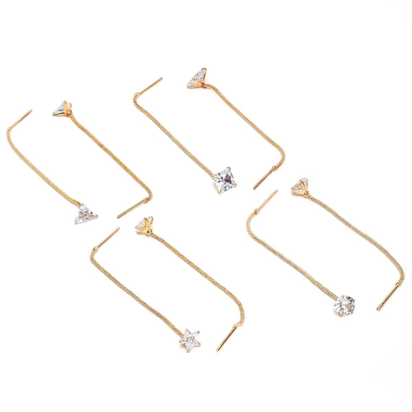 Set of 4 Gold-Plated White Contemporary Drop Earrings